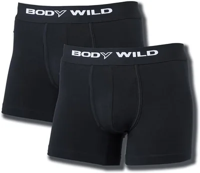 ボディワイルド (Body Wild) BWB0802 メンズ フロント開きボクサーブリーフ 2枚セット 95% コットン混 ブラック