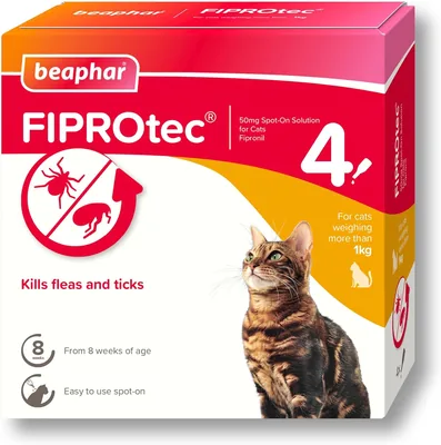 Beaphar FIPROtec Spot-On Cat Treatment - 4 Pipettes