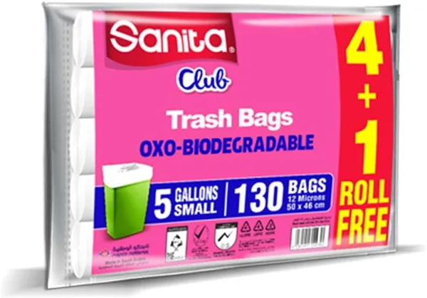 Sanita Club Trash Bags 5 Gallons 130 Bags