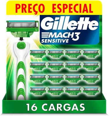 Carga para Aparelho de Barbear Gillette Mach3 Sensitive - 16 unidades | 30% Off