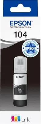 Cartouche d'encre Epson EcoTank 104 authentique | Noir | Haute capacité - Jusqu'à 4 500 pages | Qualité de marque pour des résultats optimaux