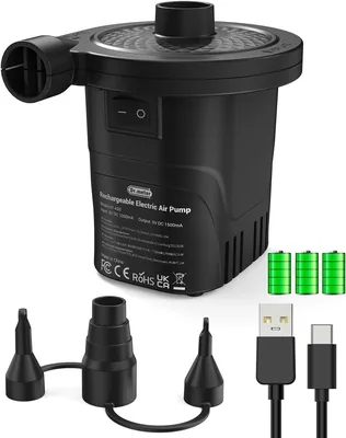 Dr.meter Pompa Elettrica, 6000 mAh per Materassi Gonfiabili, Rapida in Inflazione e Deflazione, Adatta per Infanti