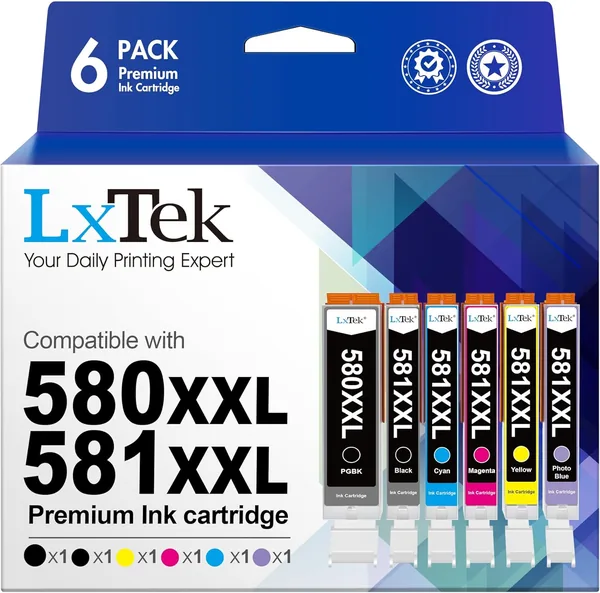 LxTek PGI-580 CLI-581 XXL Compatibles pour Canon 580 581 - Meilleures Offres