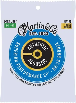 Martin Authentic Acoustic Guitar Strings - Extra Light 10-47, 80/20 Bronze Best Deal