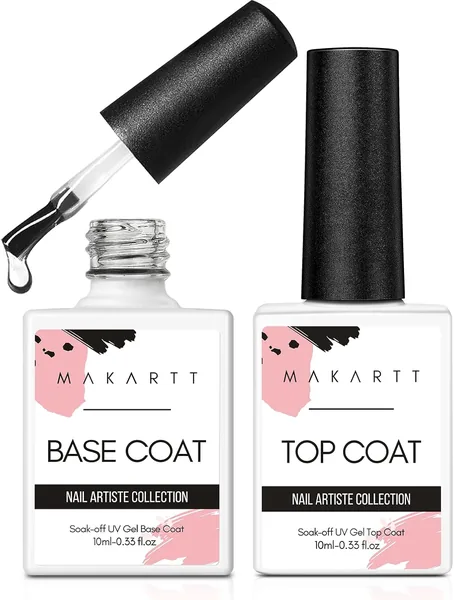 Top Coat Makartt - Manique Semi-Permanente, Finition Brillante, Lampe UV LED Nécessaire, Salon