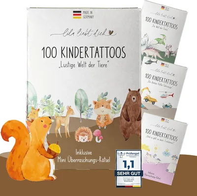LILA LIEBT DICH 100 Hautfreundliche Kinder-Tattoos, Kinder-Tattoo Mädchen, Kinder-Jungen, Tattoo, Made in Deutschland, 100%