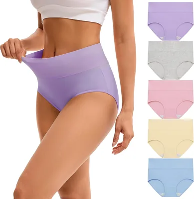 Sous-vêtements INNERSY pour femmes - 5 packs de culottes en coton élastique, haute taille - Meilleures affaires