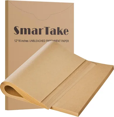 SMARTAKE 200 Pcs Parchment Paper Baking Sheets, 12x16 Inches, Non-Stick | Unbleached Pre-Cut Greasep