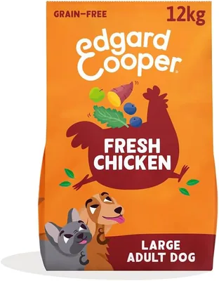 Edgard & Cooper - Nourriture sèche naturelle sans céréales, viande fraîche et sans sucres ajoutés, protéines de qualité pour chiens adultes (poulet, 12 kg)