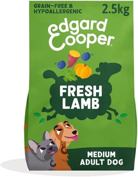Edgard & Cooper Crochette Adulti Cani, Senza Grano per Cani di Taglia Media (2,5 kg), Fresco di Lambo, Ricetta Ipoallergenica con Ingredienti Naturali - Miglior Affare