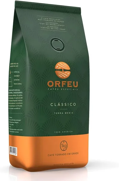 Orfeu Café Clássico em Grãos 100% Arabica Torra Média 1kg - 26% de Desconto