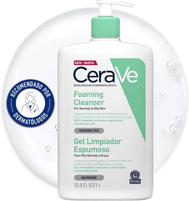 CeraVe Gel Limpiador Espumoso para Piel Normal a Grasa - 34% de Descuento