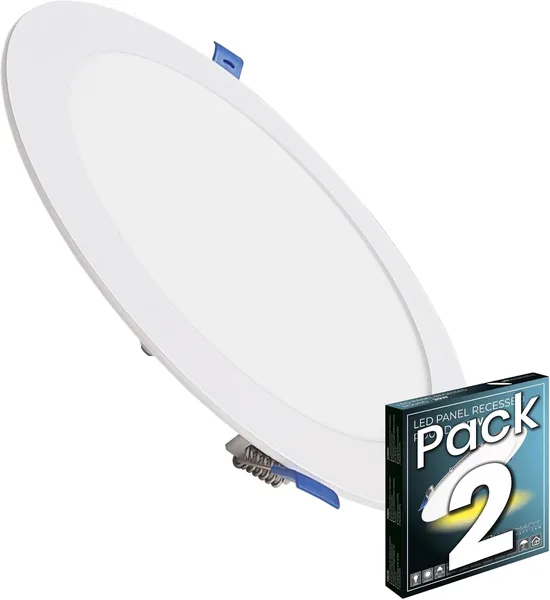 LED ATOMANT Pack of 2 x LED Downlight Panel Extra Flat Round 220 mm 20W, 1800 Lumens, Cold Light Colour (6500K), Standard Cut 200 mm, Driver Included