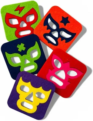 PRESENT MÉXICO | Portavasos de luchadores de México con 5 piezas