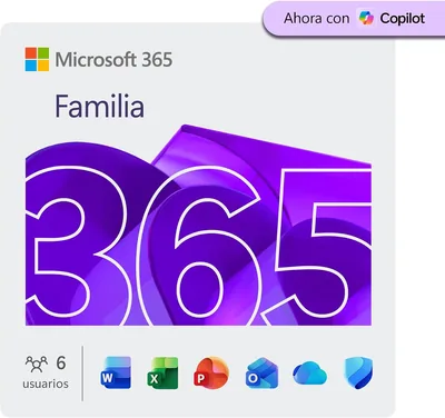 Microsoft 365 Familia | 12 meses | 6 usuarios | Apps Office con IA | Almacenamiento OneDrive 6TB | Código de activación