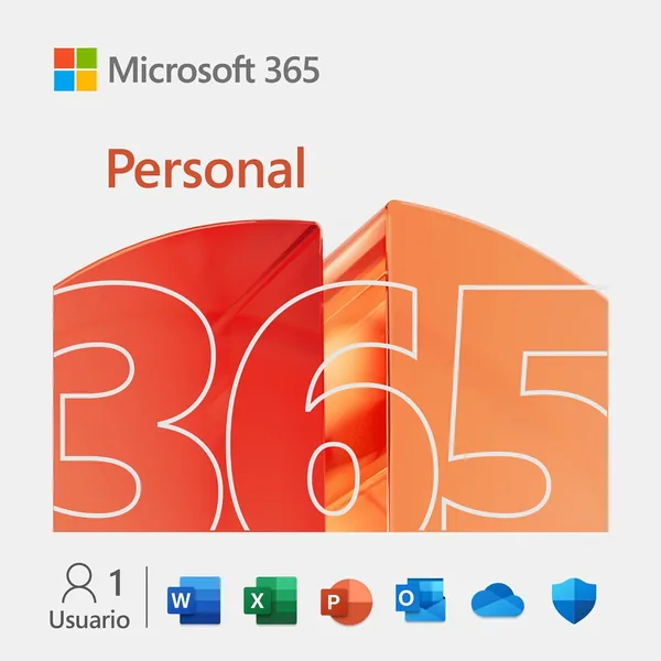 Microsoft 365 Personal | 12 meses | 1 usuario | Apps Office con IA | 1TB OneDrive | Código de activación