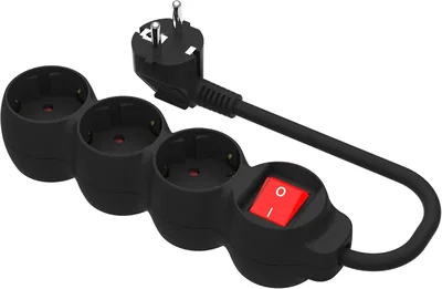 Simon - Soporte plano con enchufe de 3 salidas 16A, con tierra y interruptor ON/OFF, cable de 1.5 m, negro (21% de descuento)