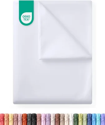 Utopia Bedding - Feuille plate - 167 x 243 cm - Blanche | Certifiée Oeko-TEX - Polyester brossé doux - Microfibre - Sans élastique - 36% de réduction