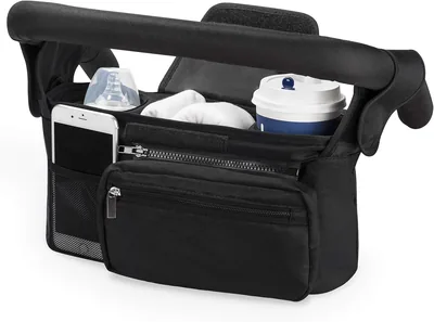 Momcozy Stroller Bag med 2 Mugghållare och Många Lagringskomparter, Black | Barnvagnsväska med axelrem