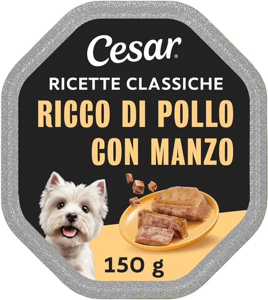 Cesar Classico Cibo per Cani con Ricette di Pollo e Manzo 150g, 14 Confezioni - Miglior Affare