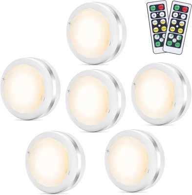 Bawoo LED Puck Lights 6 Pack Remote Control