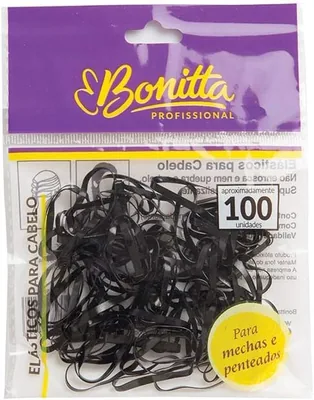 Elásticos Pretos Pacote com 100 Unid, 593Bt, Bonitta - Melhor Preço