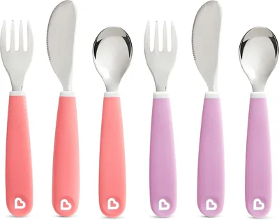 Munchkin Splash Toddler Cutlery Set, 6 Pack (Pink/Purple)