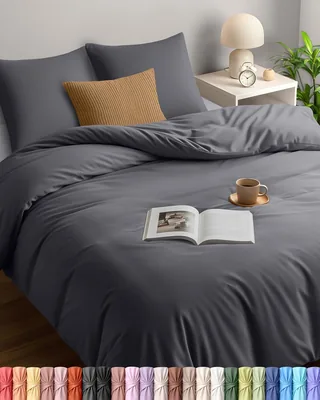 Utopia Bedding Duvet Cover 220 x 240 cm avec 2 Taies d'Oreiller 65 x 65 cm (Gris) - Ensemble de Literie 220 x 240 cm - Microfibre Douce Brushée
