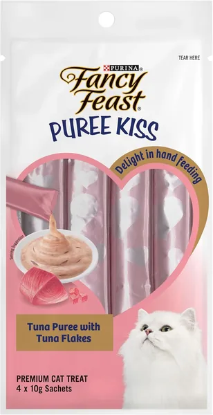 Fancy Feast Puree Kiss Tuna Puree with Tuna Flakes 4 x 10g