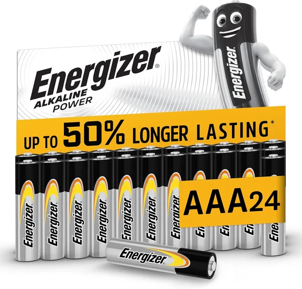 Energizer Alkaline Power - AAA Batteries (24 Pack) - Triple A Battery 1.5V - Up To 50% Longer Lasting - For Everyday Devices