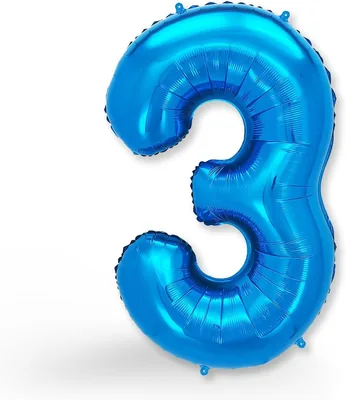 Funxgo Folienballon Nr. 3 - Heliumballon, Aufblasbarer Riesenballon mit Zahlenaufdruck - Partydekoration für den 3.