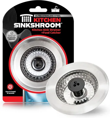 SinkShroom KSS682 Kitchen Revolutionary Clog-Free Stainless Steel Sink Strainer, Black