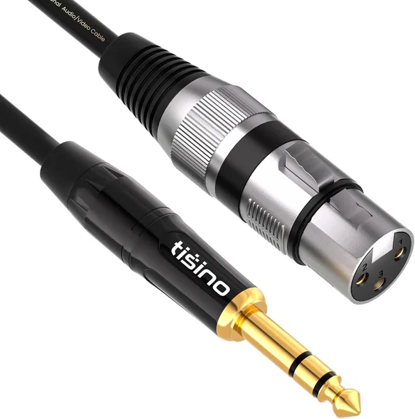 Câble de microphone Tisino XLR Femelle vers 6.35 mm TRS, Câble équilibré 3 broches XLR vers Jack stéréo pour Microphone, Mixeur, Audio
