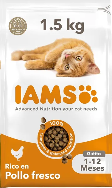 IAMS Vitalité - Aliment Super Premium pour Chatons - Délicieux et Équilibré - Favorise la Croissance et la Vitalité - Poulet Frais - Sans OGM