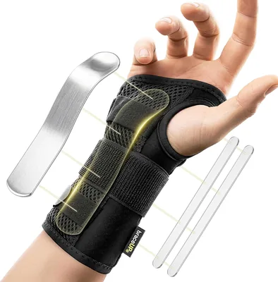 BraceUP Handvärme med Metallträde för Carpal Tunnel Sindrom - Saknade Reliering för Tendonit och Arthritis (Black, L/XL, Hörna)