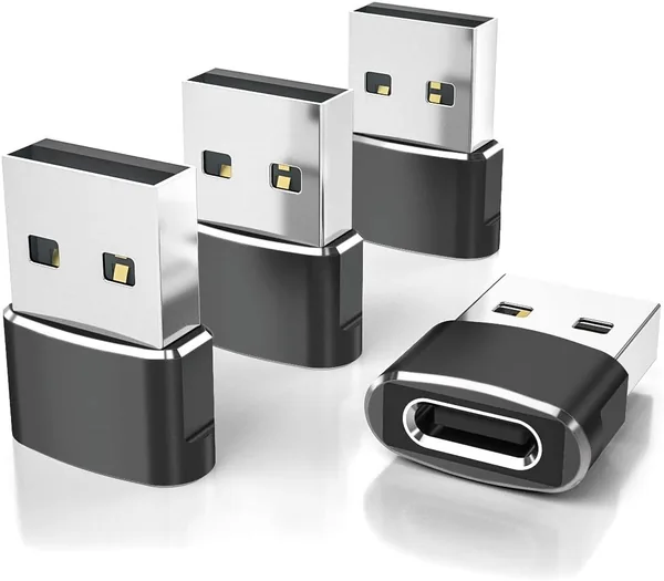 Elebase USB to USB C Adapter for iPhone 17 4Pack,USBC Female to A Male Car Charger Adapter,Type C Converter Apple 17e 16 Pro Max 15 14 Plus,iWatch Watch 11 10 Ultra 3,iPad Air,Sams