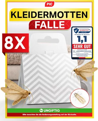 PIC Kleiderkäferfalle - 3er Pack = 6 - Kleiderkäferabwehr für Schrank und Bekleidungsaufbewahrung