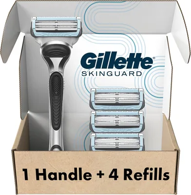Gillette SkinGuard Razors, 1 Razor + 4 Blade Refills