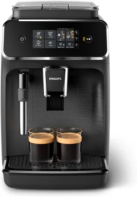 Máquina de Espresso Automática Philips 2200 Series - 2 Tazas, Pantalla Táctil, Froter de Leche Clásico, Molinillo Cerámico, Negro Mate