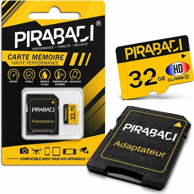 Carte mémoire SD originale 32 Go PIRABADI Ultra Extreme Pro + Adaptateur - Meilleure affaire