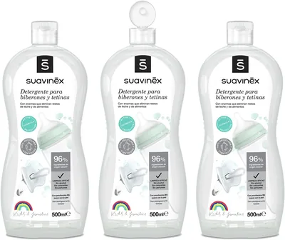 Suavinex - Pack de 3 Detergentes para Botellas y Chupetes, 500ml (Desodorante, Sin Fragancia)