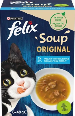 Felix Katensoep met Vissoepje 8-pack (6 x 48g) | Cod, Tonijn en Plaice
