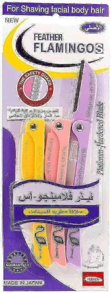 Feather-Flamingo Razor For Face & Body Shaving, 3 RAZOR*2
