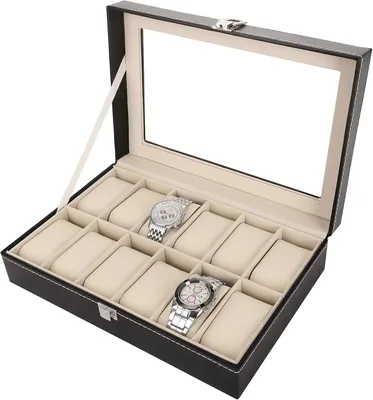 12 Grid Leather Watch Display Case
