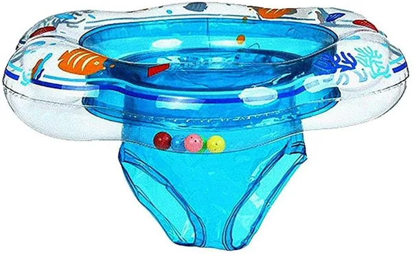 Mumoobear Baby Double Airbags Floating Pvc Inflatable Baby Swim Float Seat Swimming Ring, Blue