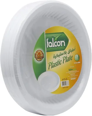 Falcon Pack Plastic Plate 18 cm M9-25 Pieces Best Deal