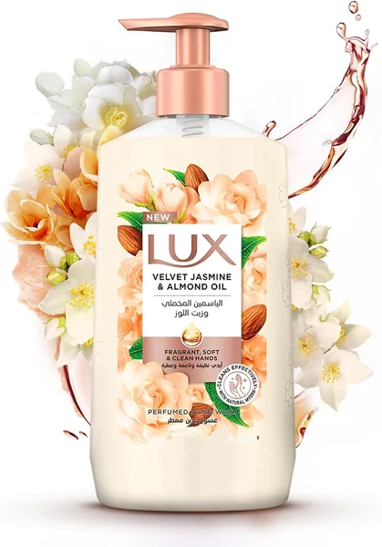 LUX Perfumed Liquid Hand Wash, Velvet Jasmine, with Almond Oil & Glycerin, for Fragrant, Soft and Clean Hands, 250ml