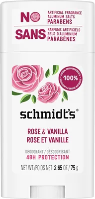 Schmidt's Vegan Deodorant: Rose & Vanilla, 24hr Protection, Aluminum-Free (20% Off)