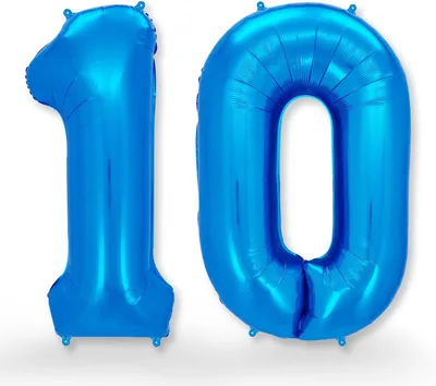 Funxgo Foil Ballon Nummer 10 - Helium-Ballon, Refillierbarer Riesenballon mit Zahlenaufdruck - Partydeko für 10. Geburtstag