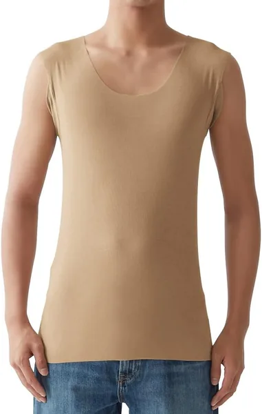 GUNZE Men's Inner Shirt, YG T-Shirt, Custom Innerwear for T-Shirts, Cut Off Series, Crew Neck, Sleeveless, With Armpit Padding